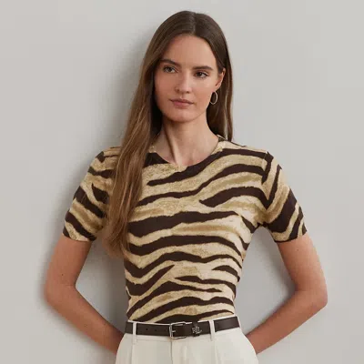 Ralph Lauren Print Linen-cotton Short-sleeve Sweater