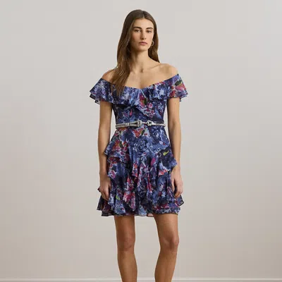 Ralph Lauren Print Off-the-shoulder Cocktail Dress