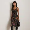Ralph Lauren Print Satin Sleeveless Cocktail Dress In Multi