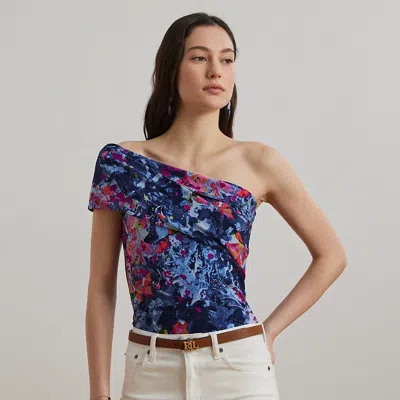 Ralph Lauren Print Stretch Jersey One-shoulder Top