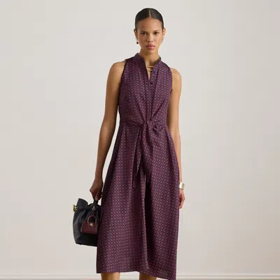 RALPH LAUREN RALPH LAUREN PRINT TIE-FRONT CREPE SLEEVELESS DRESS