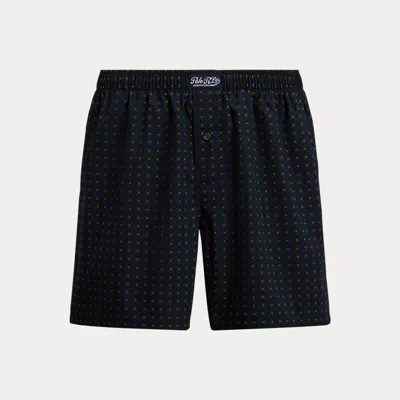 Ralph Lauren Print Woven Cotton Boxer In Black
