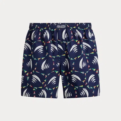 Polo Ralph Lauren Print Woven Cotton Boxer In Windward Sail Print In Blue