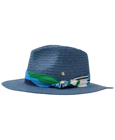 Ralph Lauren Printed Band Fedora Hat In Blue