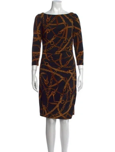 Pre-owned Ralph Lauren Printed Knee-length Dress In Black