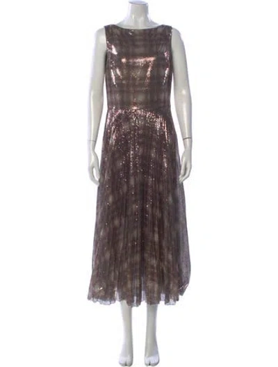 Pre-owned Ralph Lauren Printed Long Dress In Gold