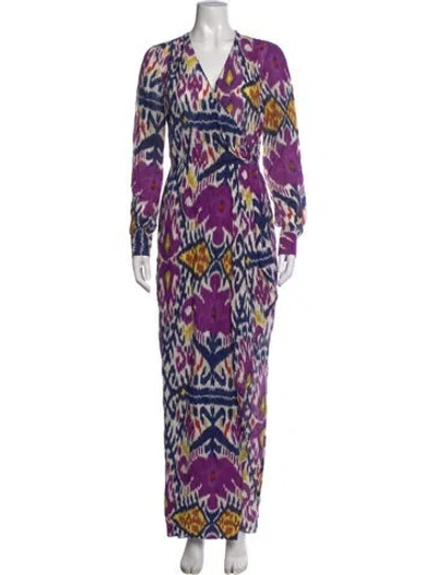 Pre-owned Ralph Lauren Printed Long Dress In Purple