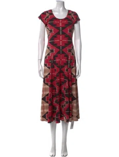 Pre-owned Ralph Lauren Printed Midi Length Dress In Red