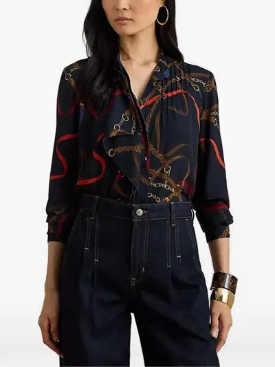 Ralph Lauren Printed Pleated Shirt In Multi