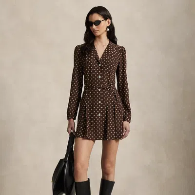 Ralph Lauren Printed Silk Mini Dress In Multi
