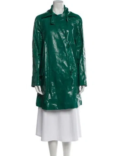 Pre-owned Ralph Lauren Printed Trench Coat In Green
