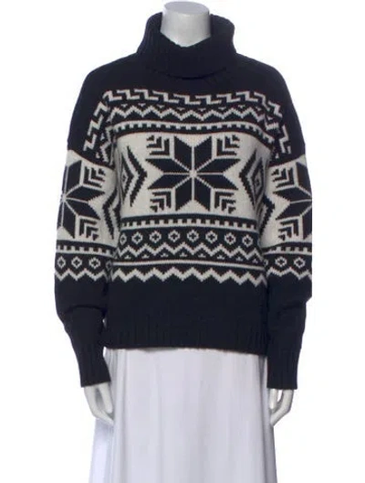 Pre-owned Ralph Lauren Printed Turtleneck Sweater W/ Tags In Black
