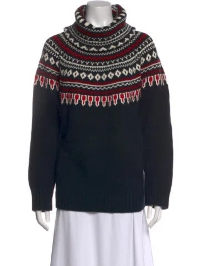 Pre-owned Ralph Lauren Printed Turtleneck Sweater W/ Tags In Black