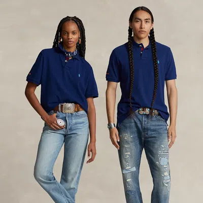 Polo Ralph Lauren Prl X Naiomi Glasses Mesh Polo Shirt In New Newport Navy
