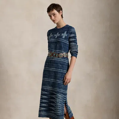 Polo Ralph Lauren Prl X Naiomi Glasses Sweater Dress In Indigo Multi