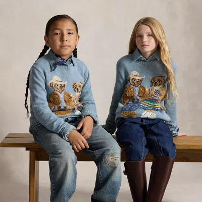 Ralph Lauren Prl X Tópa Polo Bears Sweater In Blue Heather Multi