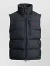 Ralph Lauren Puffer Gilet High Collar Quilted Zip Pockets In Black