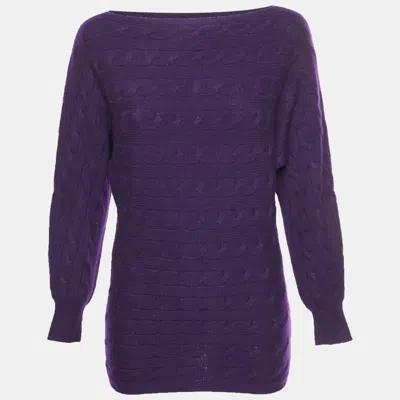 Pre-owned Ralph Lauren Purple Cable Knit Dolman Sleeve Sweater Xs