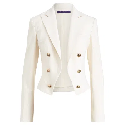 Pre-owned Ralph Lauren Purple Label $1,590  Collection Womens Rl Wool Spencer Blazer Jacket In White