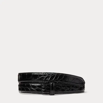 Ralph Lauren Alligator Belt Strap In Black
