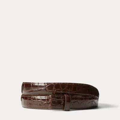 Ralph Lauren Alligator Belt Strap In Brown