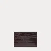 Ralph Lauren Alligator Card Case In Dark Brown