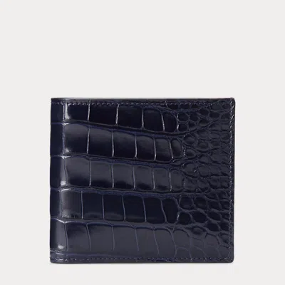 Ralph Lauren Purple Label Alligator Wallet In Blue
