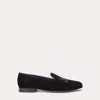 Ralph Lauren Alonzo Bullion Velvet Slipper In Black