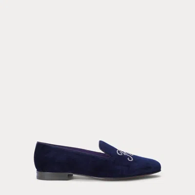 Ralph Lauren Alonzo Bullion Velvet Slipper In Blue