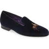Ralph Lauren Alonzo Standing Horse Velvet Slipper In Classic Chairman Navy
