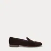 Ralph Lauren Alonzo Standing Horse Velvet Slipper In Brown