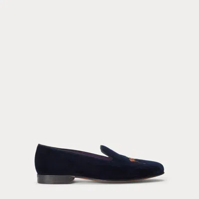 RALPH LAUREN ALONZO STANDING HORSE VELVET SLIPPER