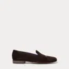 Ralph Lauren Alonzo Standing Horse Velvet Slipper In Luggage Brown