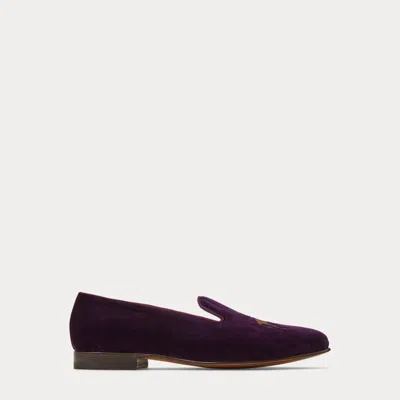 Ralph Lauren Alonzo Standing Horse Velvet Slipper In Manor Purple