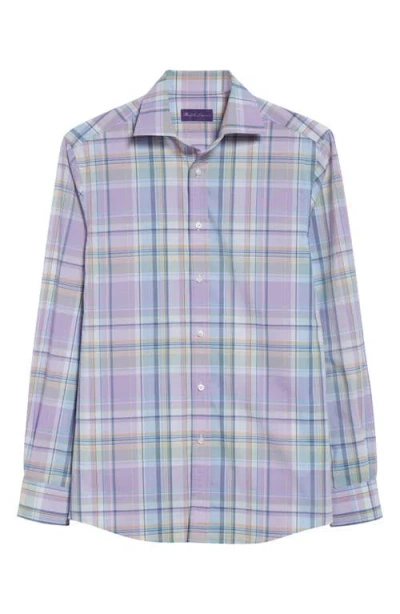 Ralph Lauren Purple Label Aston Plaid Cotton Button-up Shirt In Purple Multi