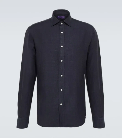 Ralph Lauren Purple Label Aston Silk And Linen Shirt In Classic Chairman Navy