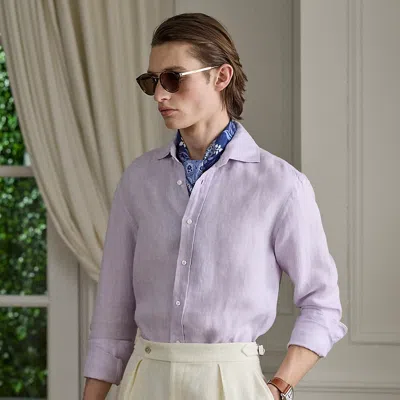 Ralph Lauren Basket-weave Linen Shirt In Lilac Breeze