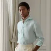 Ralph Lauren Basket-weave Linen Shirt In Mint