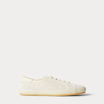Ralph Lauren Bayston Cotton Mesh Sneaker In Classic Cream