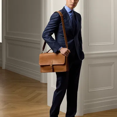 Ralph Lauren Bedford Calfskin Briefcase In Rl Gold