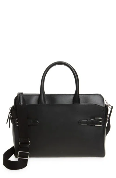 Ralph Lauren Purple Label Bedford Calfskin Leather Briefcase In Black