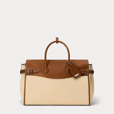 Ralph Lauren Bedford Calfskin-trim Canvas Duffel In Sand/rl Gold
