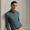 Ralph Lauren Birdseye Cashmere Quarter-zip Sweater In Blue Multi