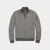 Ralph Lauren Birdseye Cashmere Quarter-zip Sweater In Medium Grey Multi