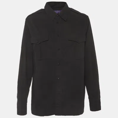 Pre-owned Ralph Lauren Purple Label Black Cotton Gabardine Button Up Shirt L