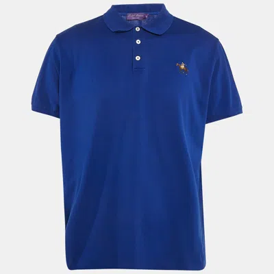 Pre-owned Ralph Lauren Blue Embroidered Cotton Polo T-shirt Xxl
