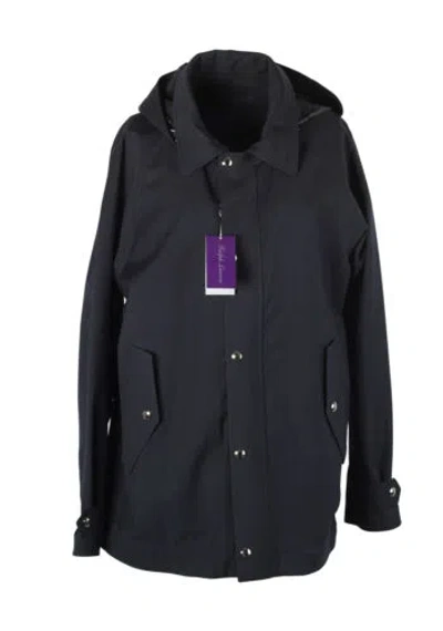 Pre-owned Ralph Lauren Purple Label Blue Hooded Rain Coat Size 52 It / 42r U.s. Wi...