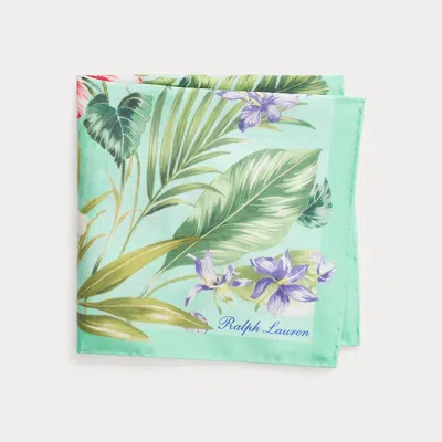 Ralph Lauren Purple Label Botanical Silk Habutai Pocket Square In Green