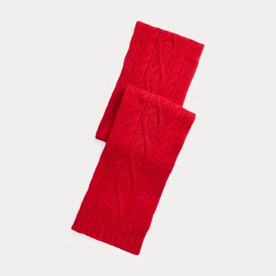 Ralph Lauren Cable-knit Cashmere Scarf In Classic Red
