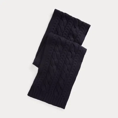 Ralph Lauren Cable-knit Cashmere Scarf In Blue